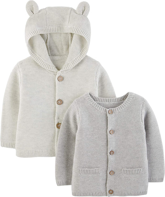 Unisex Babies' Knit Cardigan Sweaters, Pack of 2