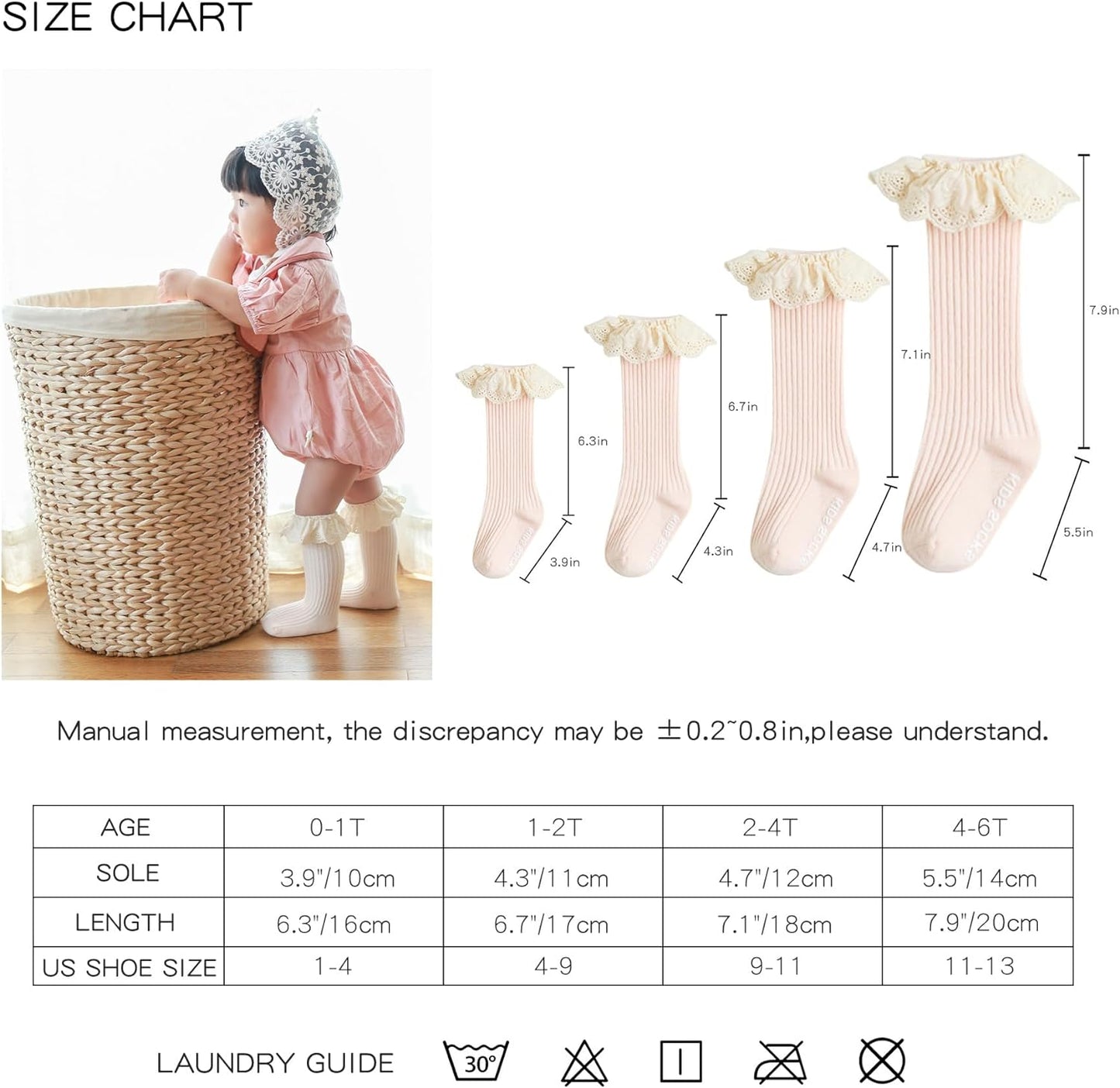 Baby Toddler Ruffle Lace Knee Girls Uniform Long Stockings Infants Cotton Cute Princess Frilly High Dress Socks