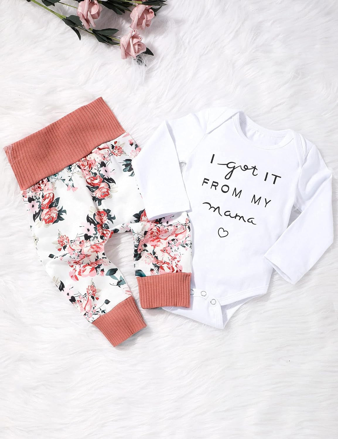 Newborn Infant Baby Girl 4PCS Clothes Romper Pants Set Floral Autumn Outfits Cute Baby Clothes Girl