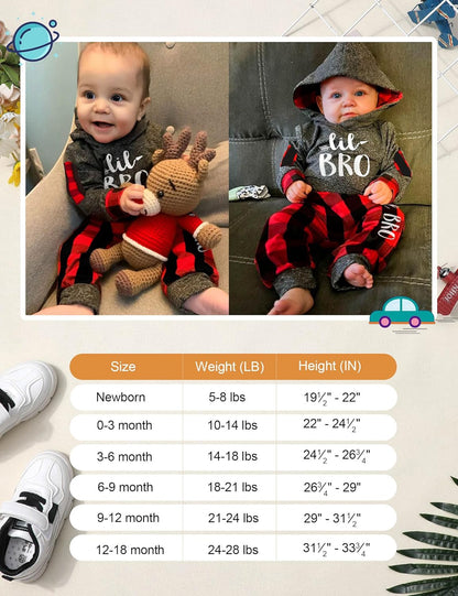 Newborn Baby Boy Clothes Plaid Letter Print Long Sleeve Hoodies + Long Pants 2PCS Fall Winter Outfits Set