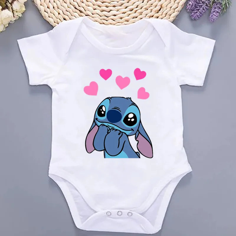Newborn Baby Summer Rompers Infant Bodysuits Short Sleeve Jumpsuit Cartoon Lilo & Stitch ropa bebe Baby Boy Girl Clothes