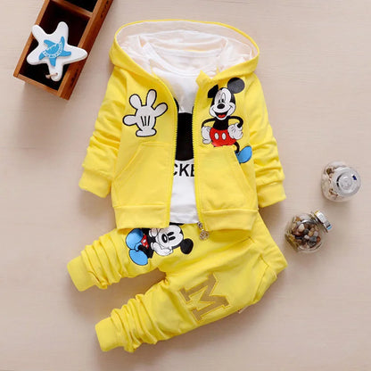 Baby Girls Boys Mickey Minnie Clothing Sets Spring Autumn Kids Outfits Hoodie+T-shirt+Pants Tracksuit Children Sport Suit
