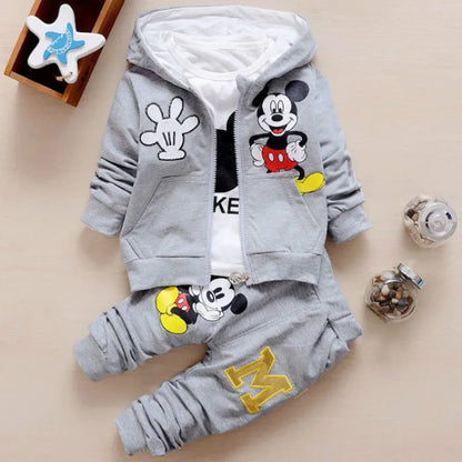 Baby Girls Boys Mickey Minnie Clothing Sets Spring Autumn Kids Outfits Hoodie+T-shirt+Pants Tracksuit Children Sport Suit