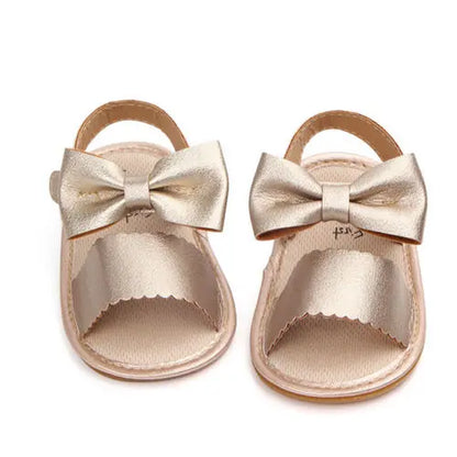 Summer Baby Girls Sandals Bowknot Anti-Slip Crib Shoes Soft Sole Summer Solid