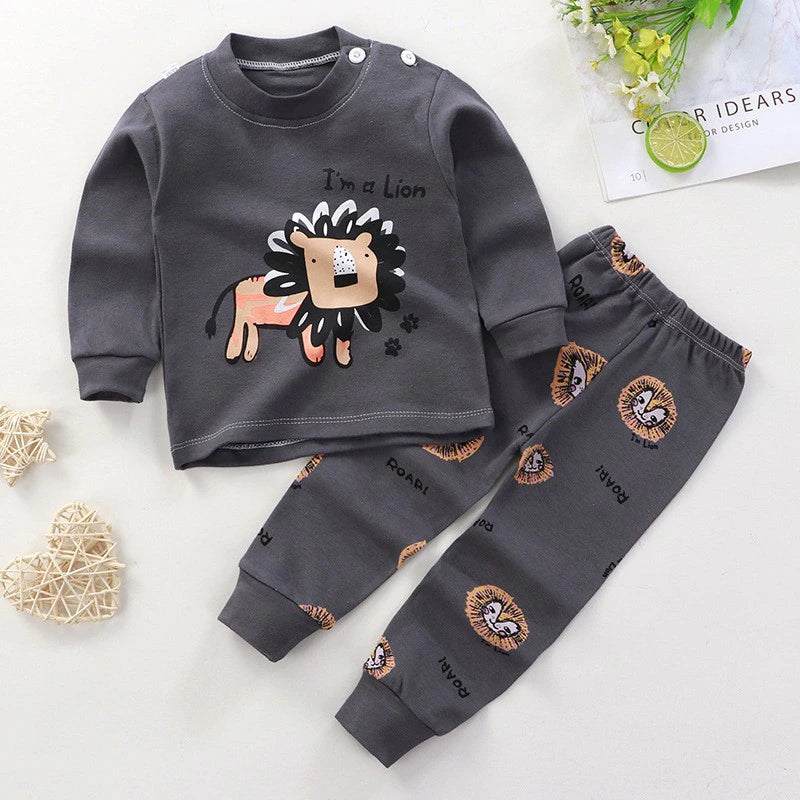 100% Cotton Infantil Underwear Suits Newborn Baby Girl Outfits Autumn Babies Clothes Little Boy Pullover + Trousers Kids Sets